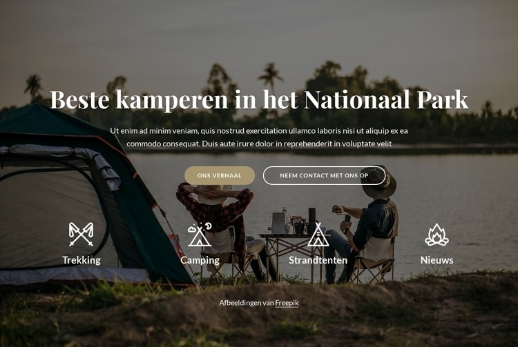 Beste camping in het nationale park Website mockup