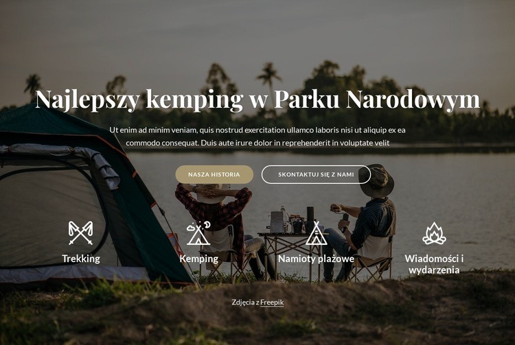 Najlepszy kemping w parku narodowym Projekt strony internetowej