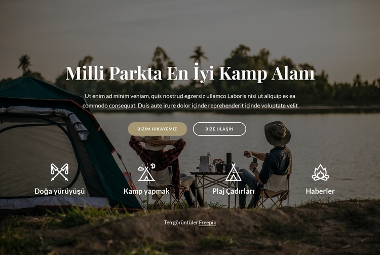 Milli parkta en iyi kamp Html Web Sitesi Oluşturucu