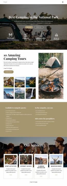 Camping In National Park - Free Download Website Builder