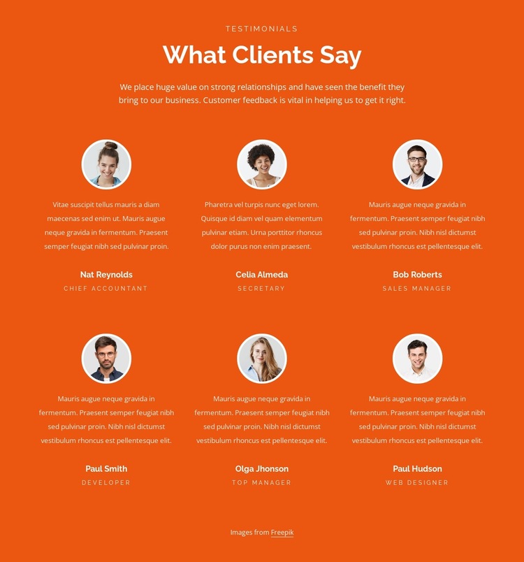 Two rows testimonilas Website Builder Templates