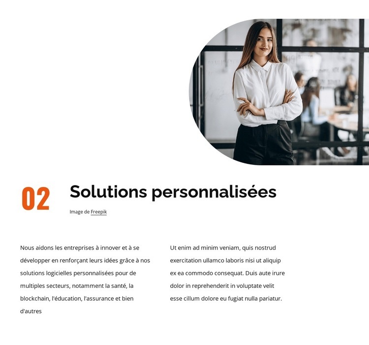 Solutions personnalisées Modèle d'une page