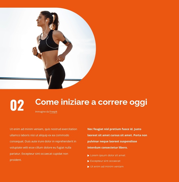 Come iniziare gli allenamenti di corsa Modello di sito Web