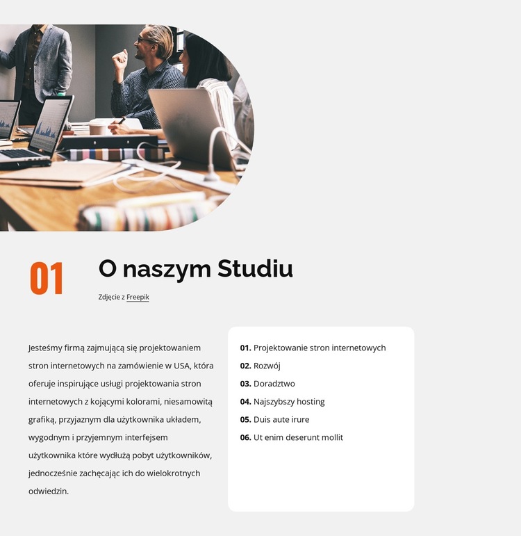 O kreatywnym studiu projektowym Szablon witryny sieci Web