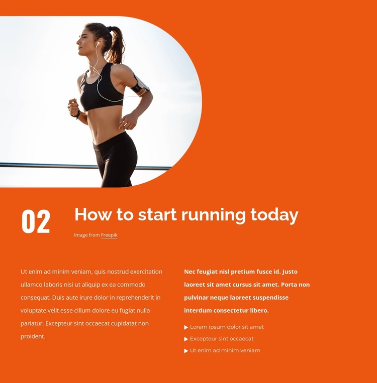 How to start running workouts Website Mockup