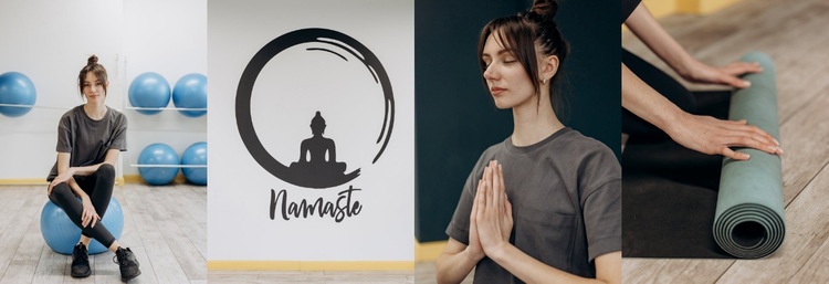 Vier Fotos aus dem Yoga-Zentrum Website-Modell