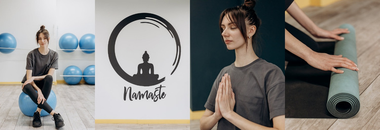 Vier Fotos aus dem Yoga-Zentrum Website-Vorlage