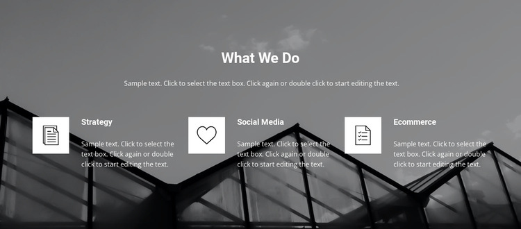 List of services in the background HTML5 Template