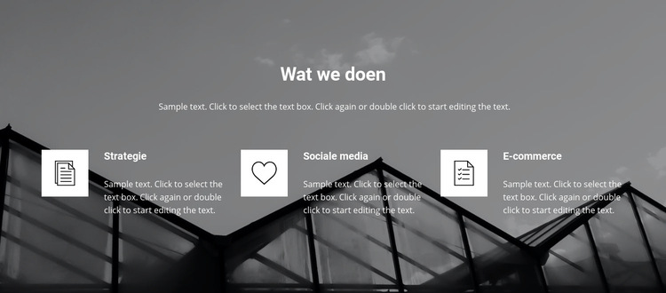 Lijst met services op de achtergrond Website sjabloon