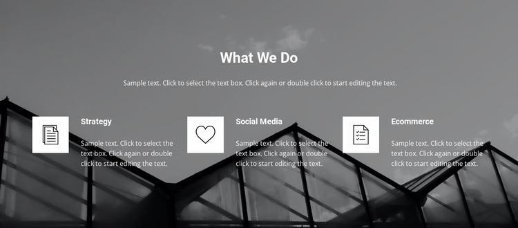 List of services in the background Website Mockup