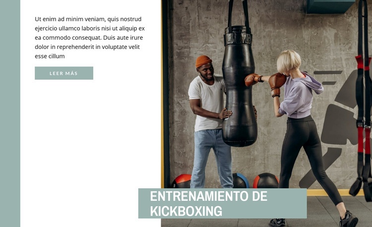 Entrenamiento de kickboxing Maqueta de sitio web