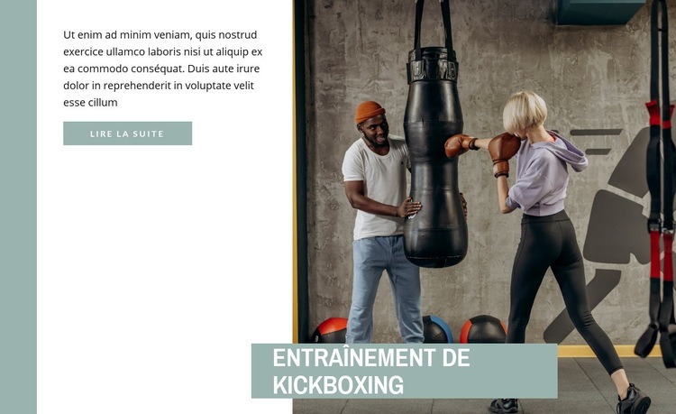 Entraînement de kickboxing Maquette de site Web