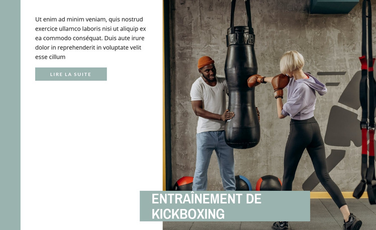 Entraînement de kickboxing Modèle de site Web