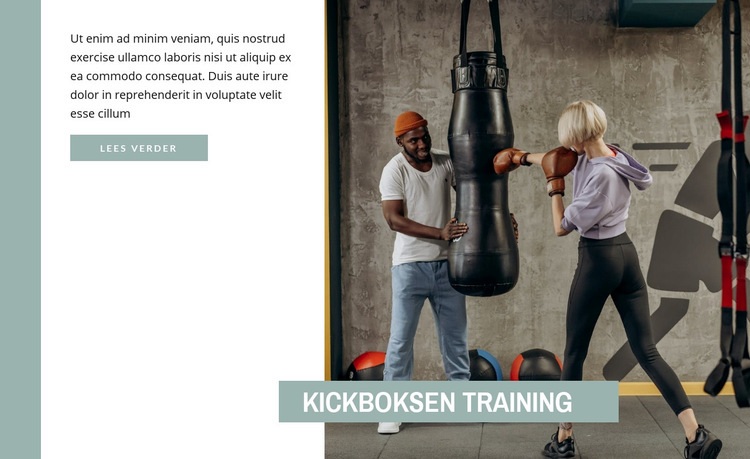 Kickboksen training Website ontwerp