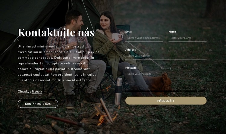 Kontaktujte nás blok s pozadím obrázku Šablona HTML