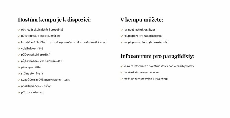 Seznamy ve dvou sloupcích Téma WordPress