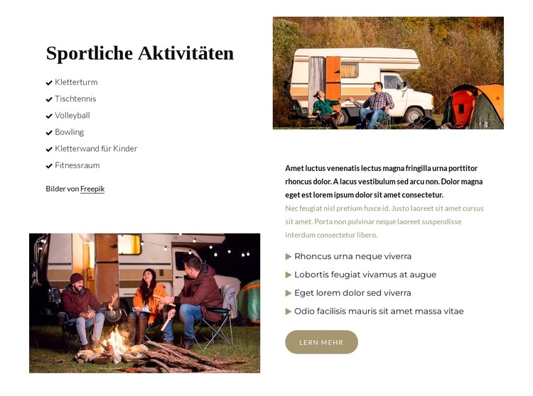 Sportliche Aktivitäten im Camp CSS-Vorlage