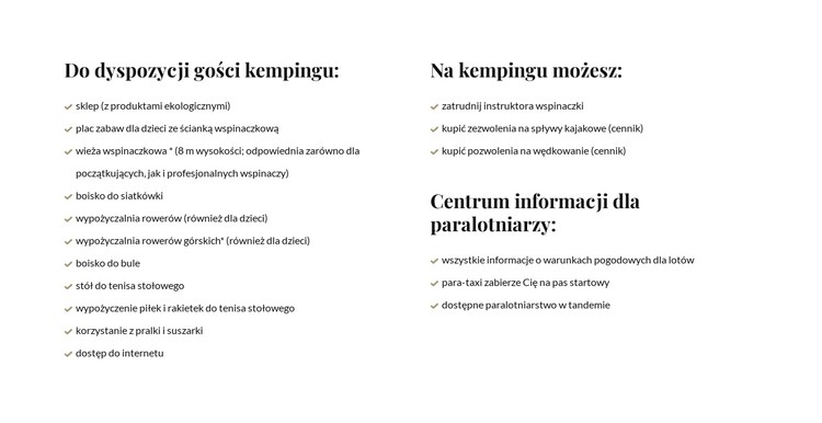 Listy w dwóch kolumnach Szablon CSS