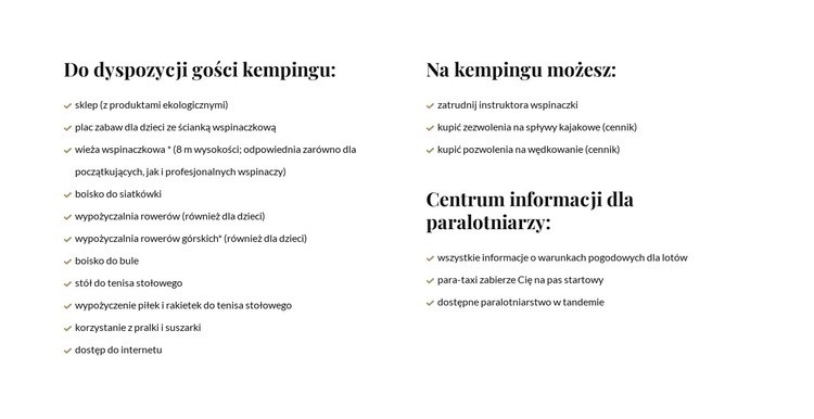 Listy w dwóch kolumnach Szablon HTML5