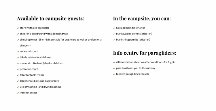 Lists in two columns Website Design