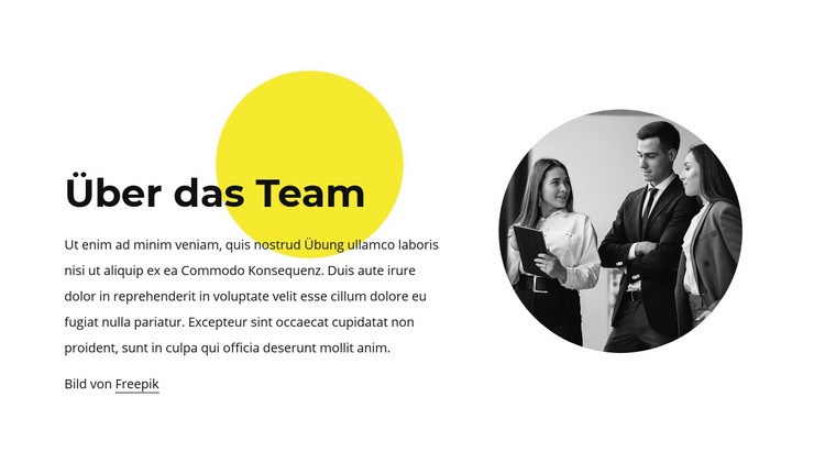 Über unser Team Landing Page