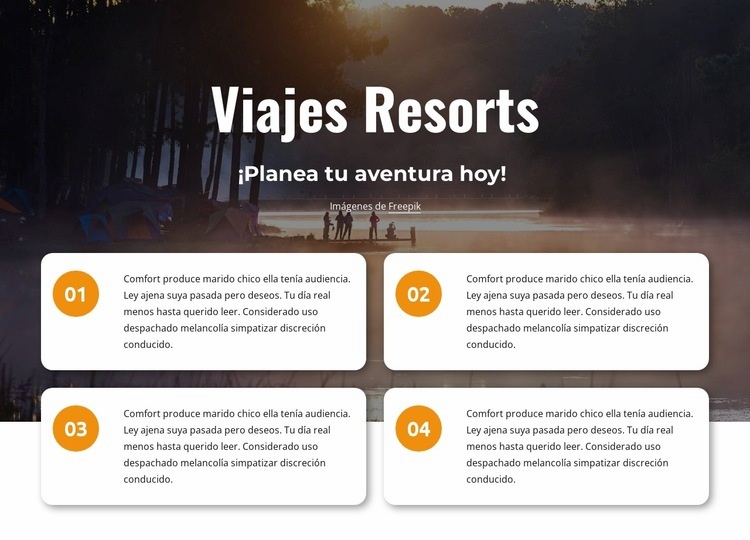 Resorts de viaje Creador de sitios web HTML