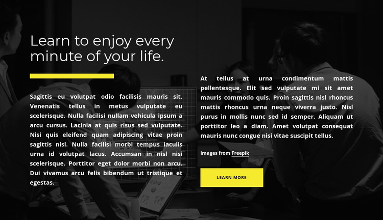 Enjoy every minute of your life HTML Template