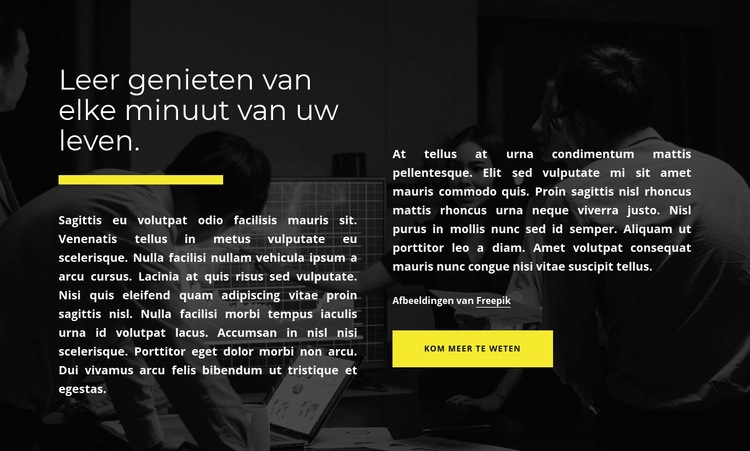 Geniet van elke minuut van je leven Website mockup