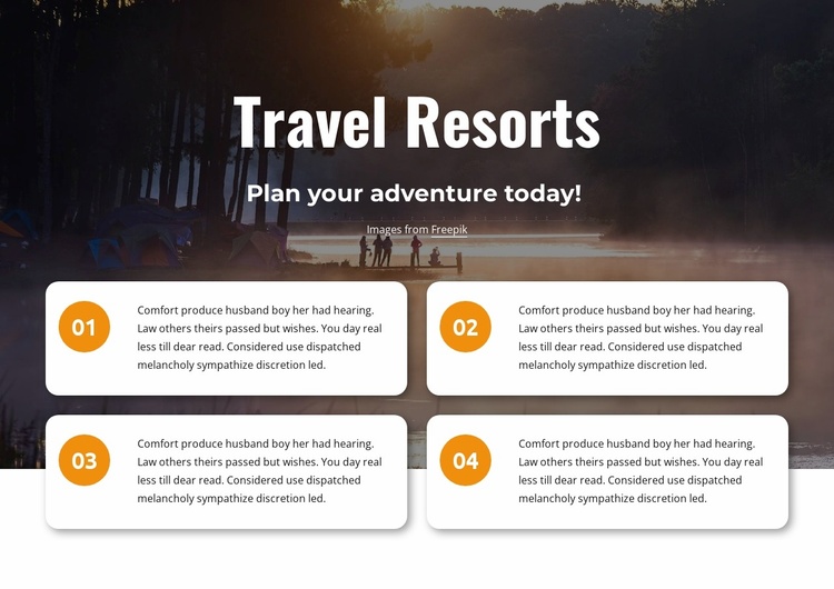 Travel resorts Landing Page