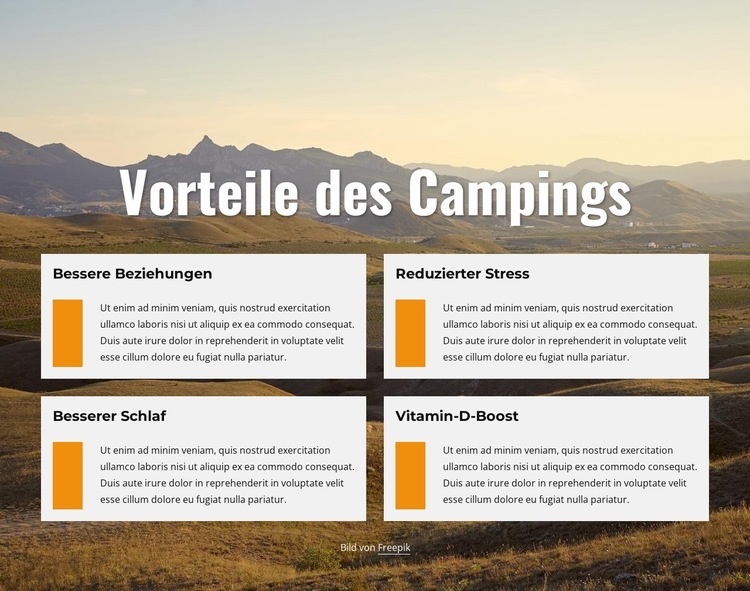 Vorteile des Campings Vorlage