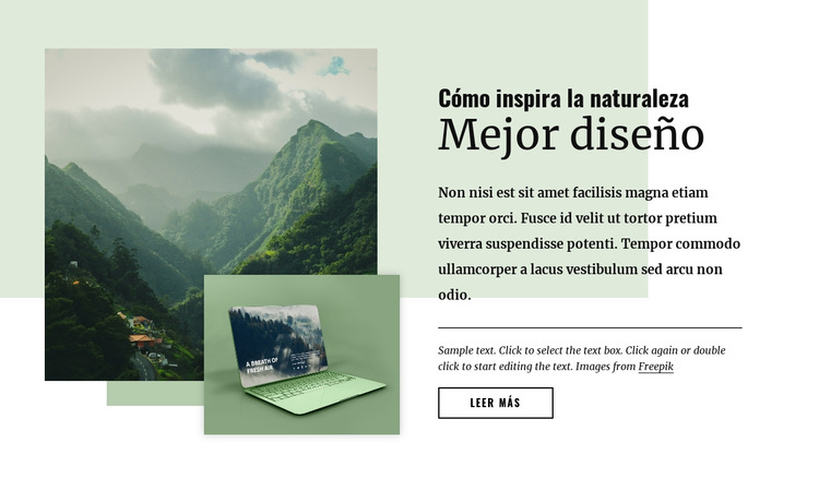 La naturaleza inspira un mejor diseño Plantilla de sitio web
