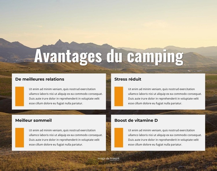 Avantages du camping Conception de site Web