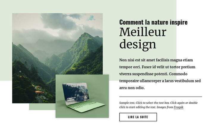 La nature inspire un meilleur design Maquette de site Web