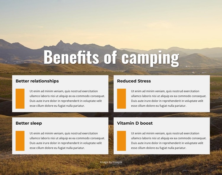 Benefits of camping Html Website Builder