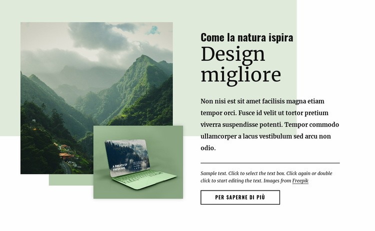 La natura ispira un design migliore Mockup del sito web
