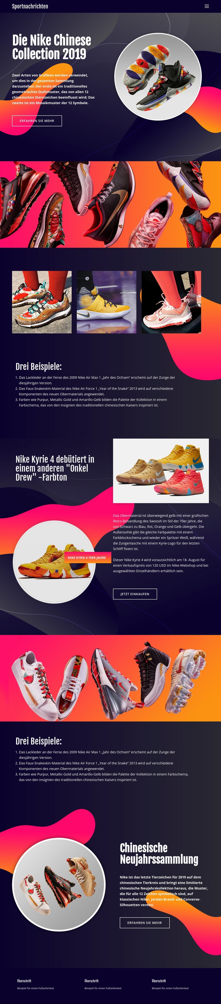 Nike Kollektion HTML Website Builder