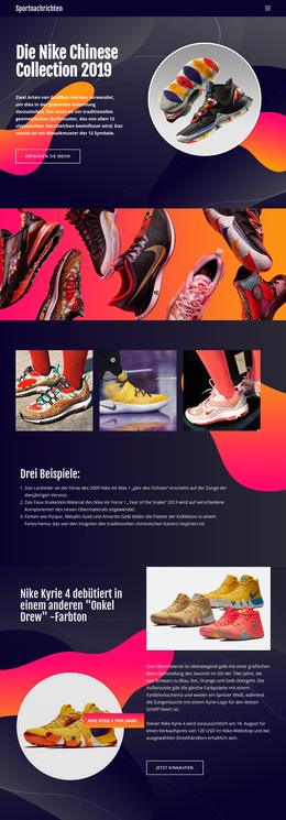 Nike Kollektion – Fertiges Website-Design