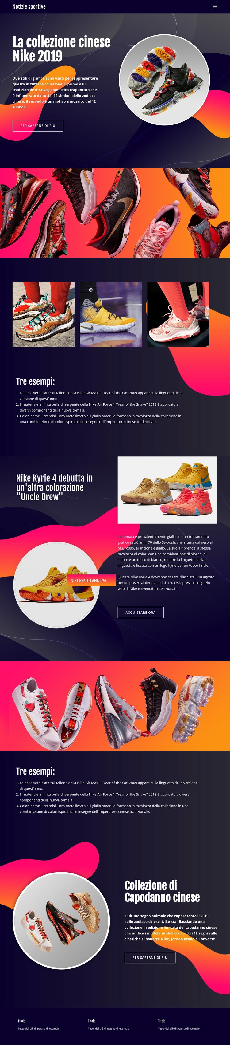 Collezione Nike Modelli di Website Builder