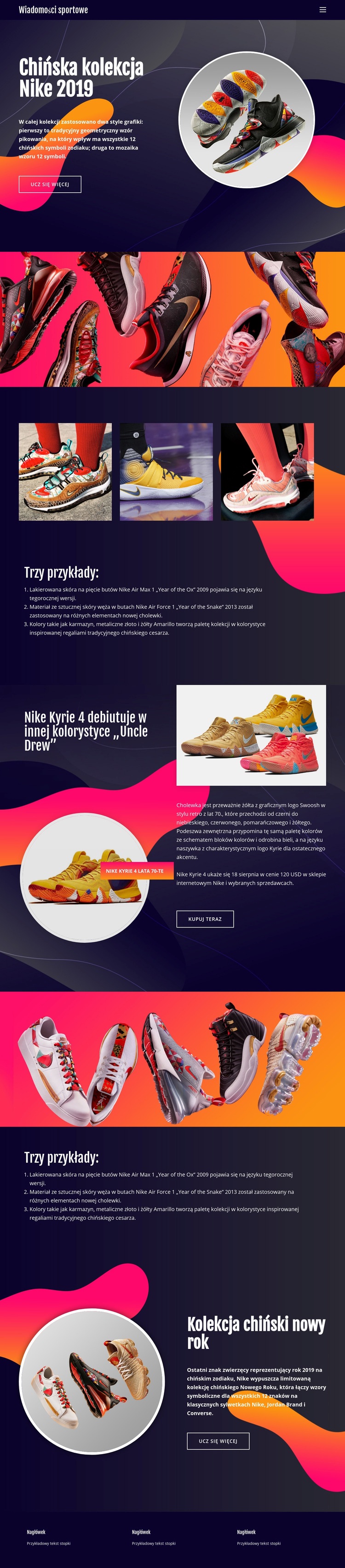 Kolekcja Nike Szablony do tworzenia witryn internetowych