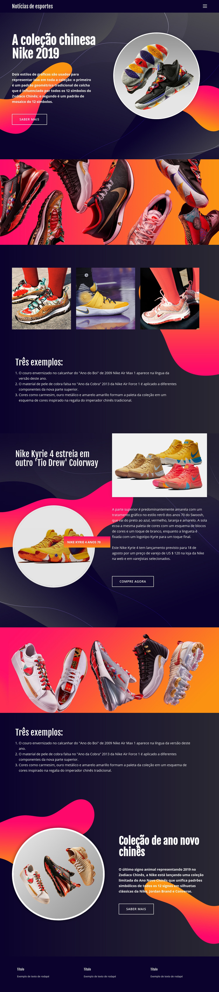 Coleção Nike Modelo HTML