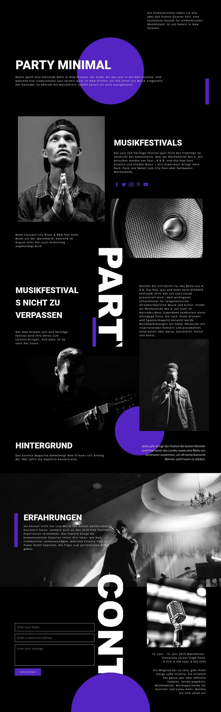 Musikfestival Website Builder-Vorlagen