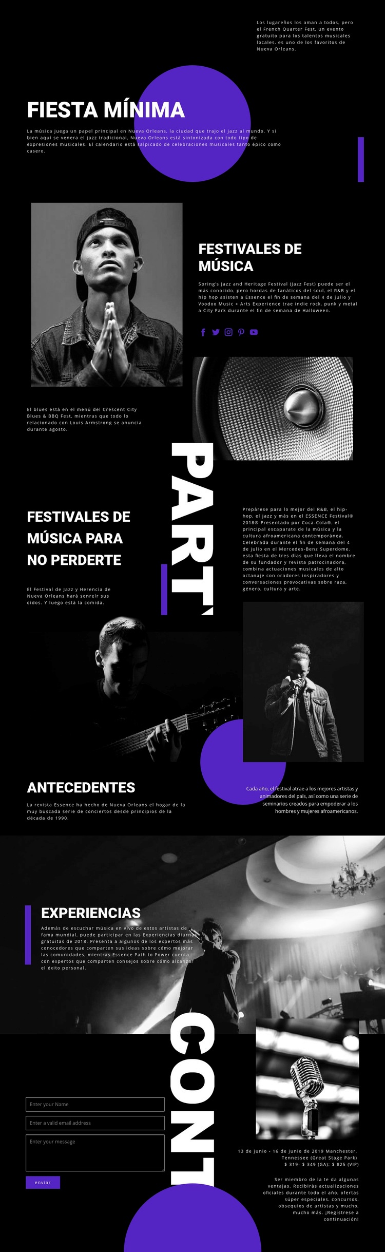 Festival de Música Maqueta de sitio web