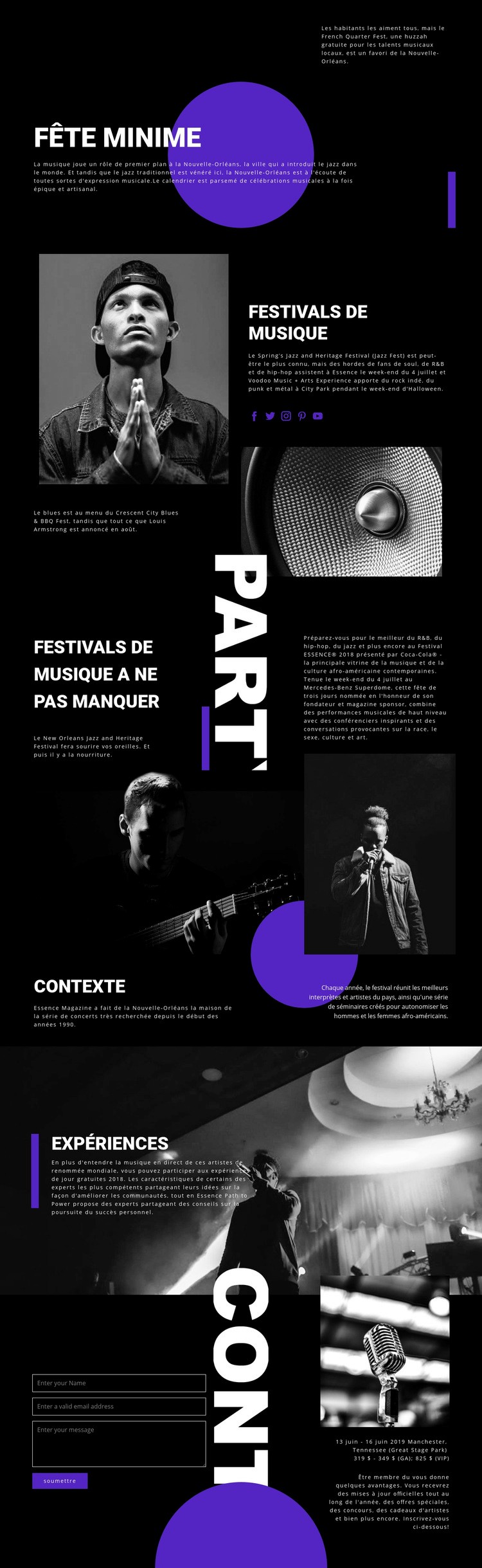 Festival de musique Modèles de constructeur de sites Web