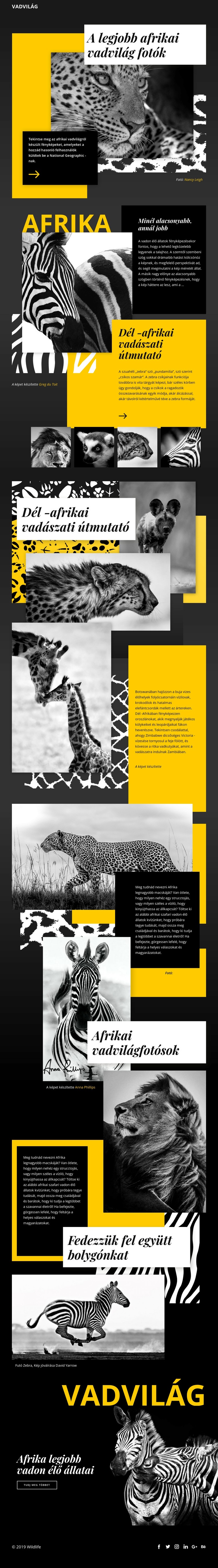 Vadon élő állatok fényképei HTML Sablon