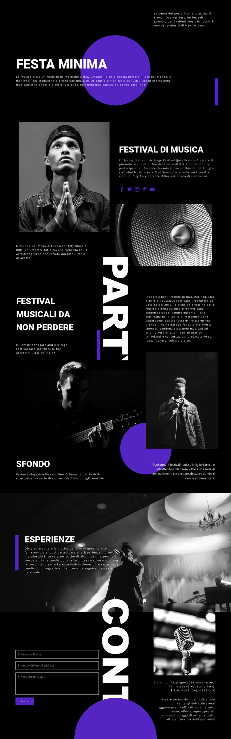 Festival musicale Mockup del sito web