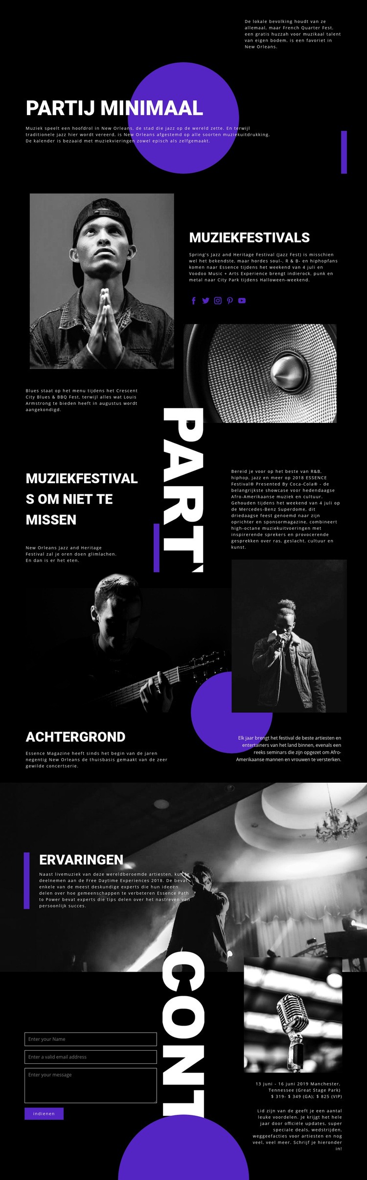 Muziekfestival Website ontwerp