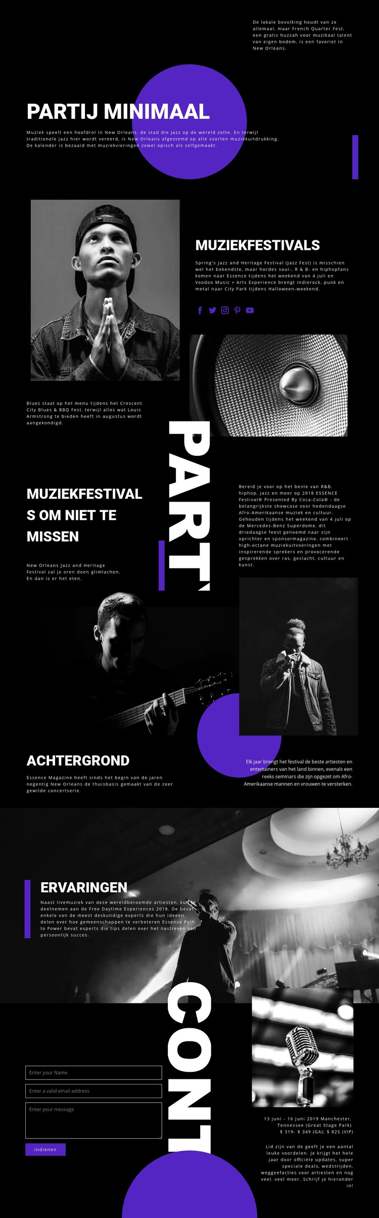 Muziekfestival Website sjabloon