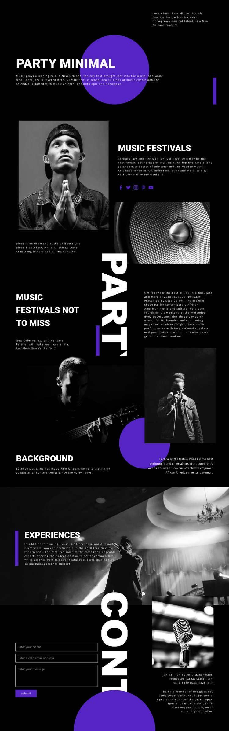 Musikfestival Html webbplatsbyggare