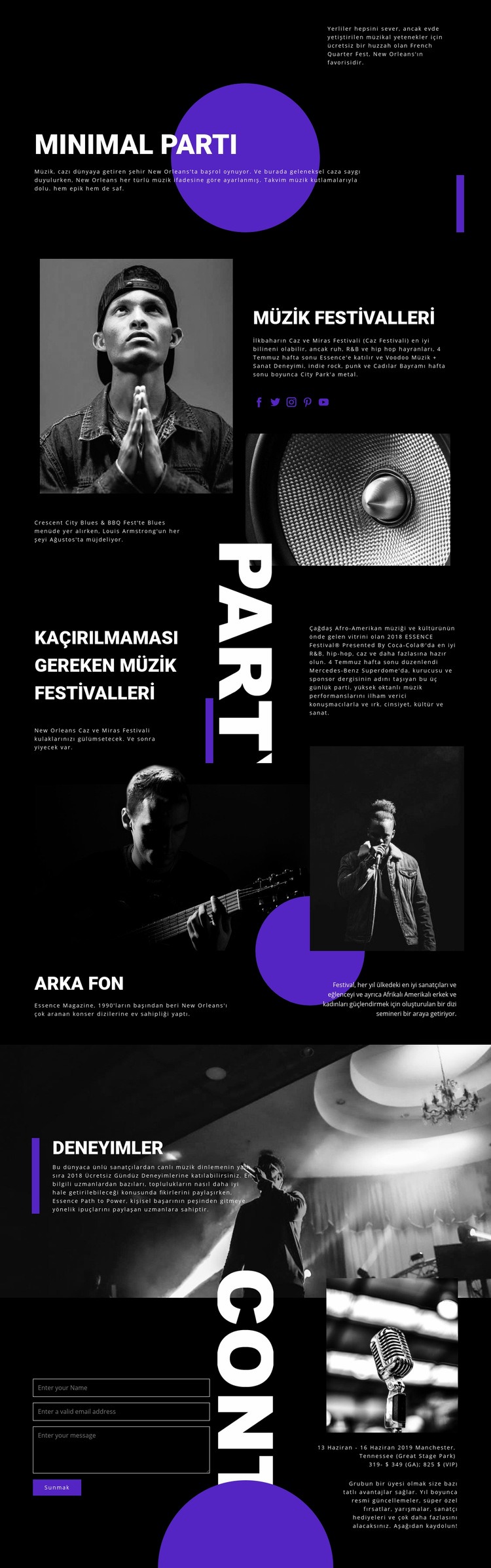 Müzik Festivali Web Sitesi Oluşturucu Şablonları