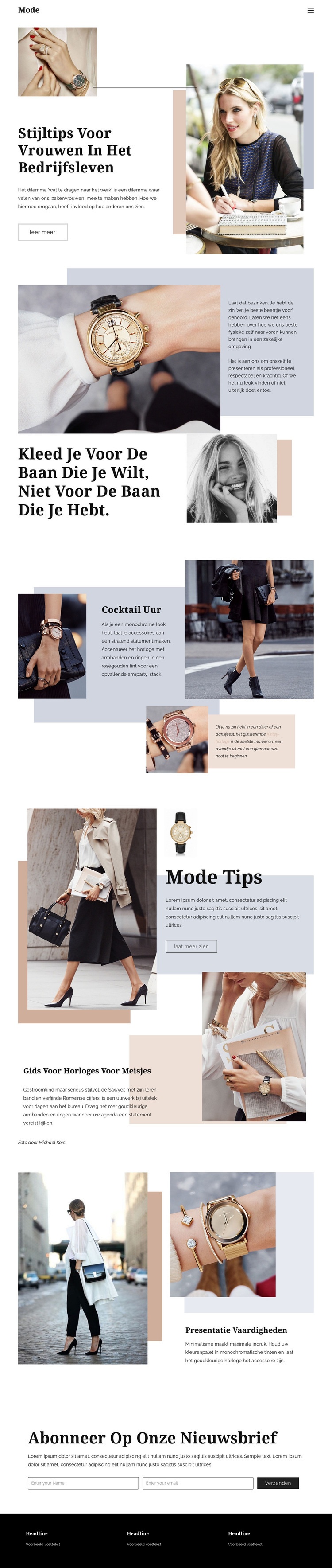 Mode tips Website ontwerp